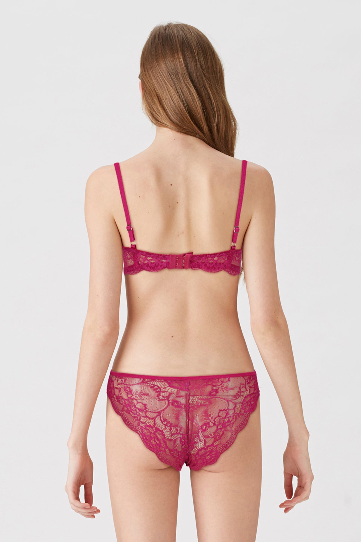 BLS - Antonia Wired And Pushup Lace Bra Set - Cherry