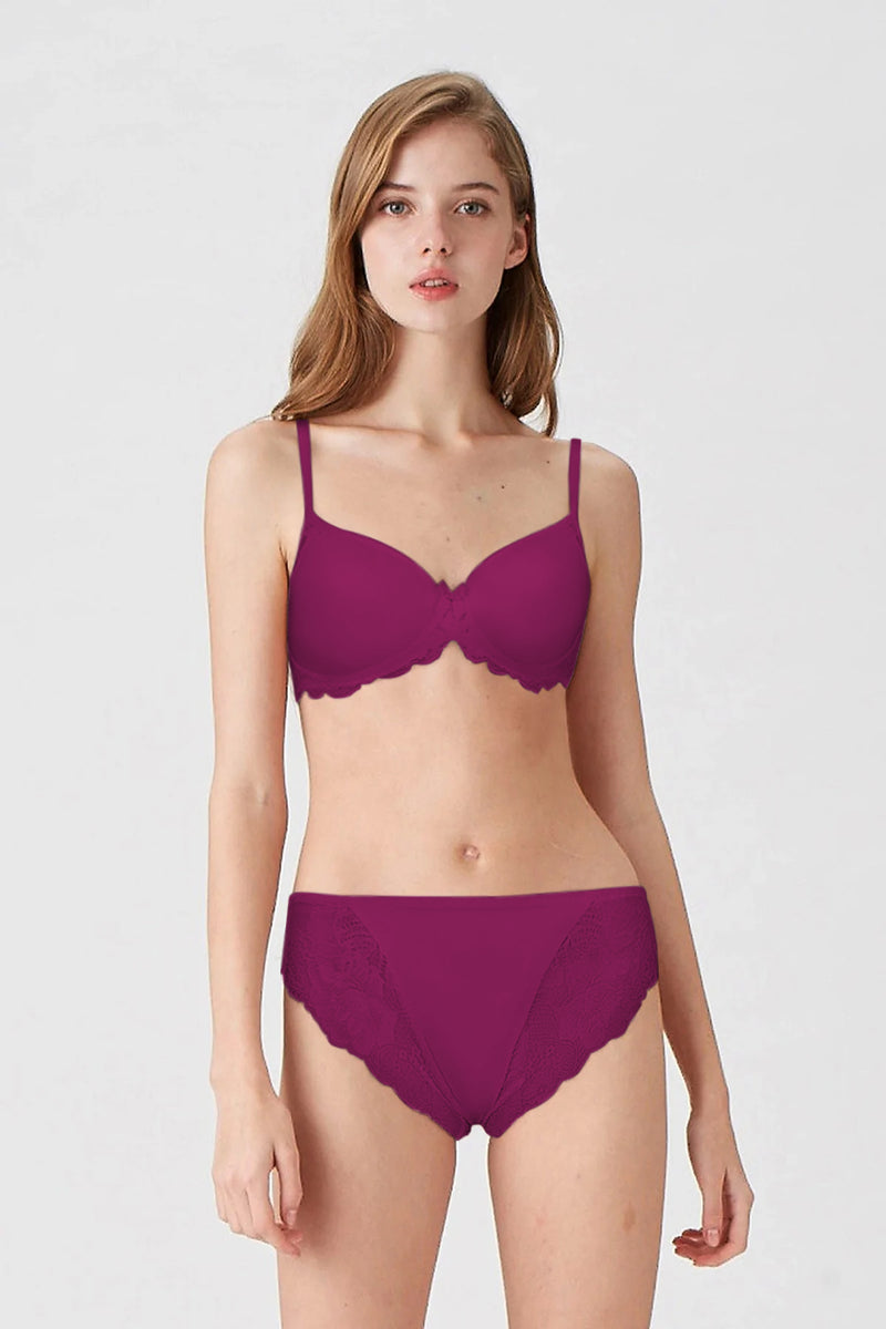 BLS - Breathable Wired And Light Padded Bra - Burgundy