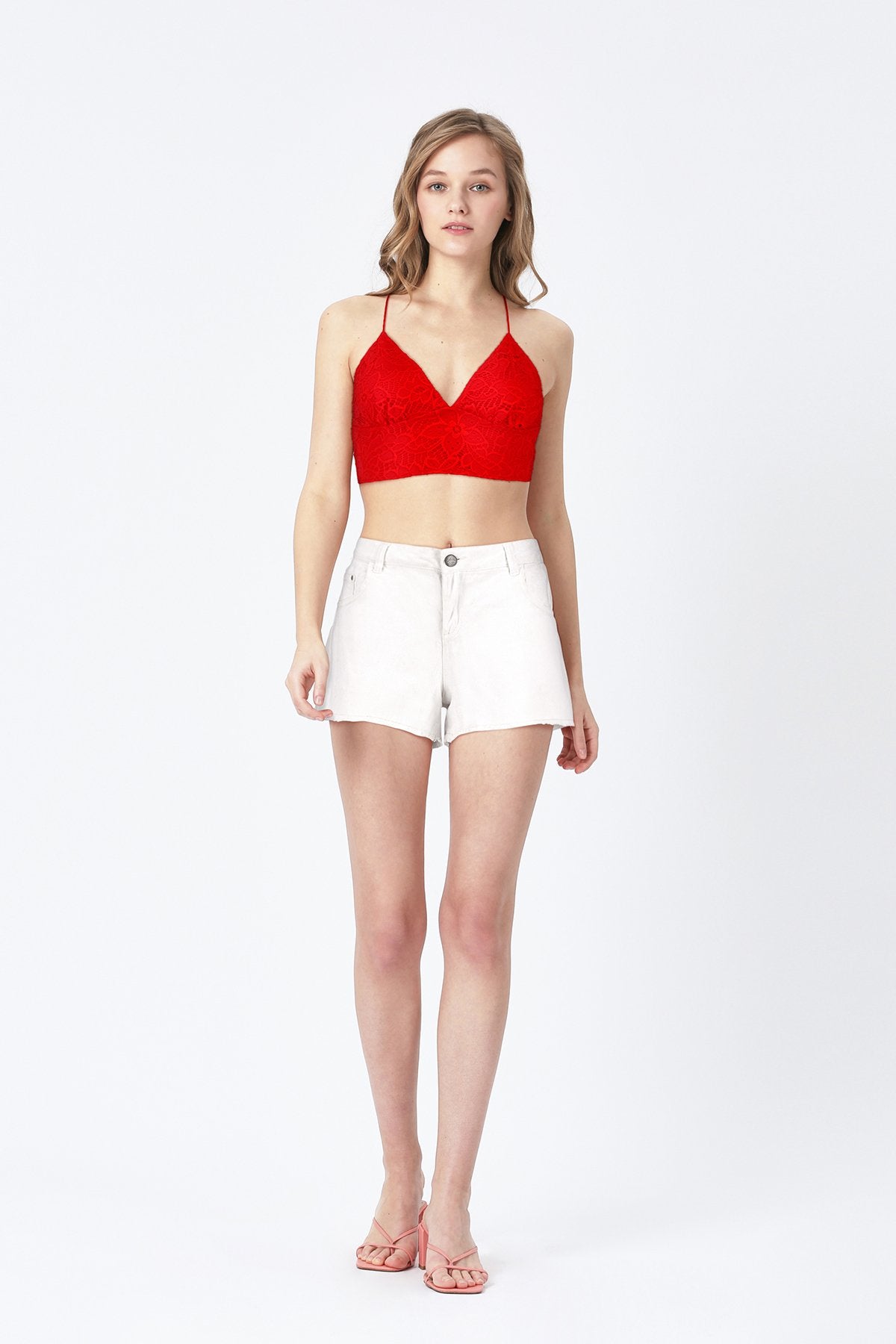 BLS - Belle Non Padded Lace Bralette - Red