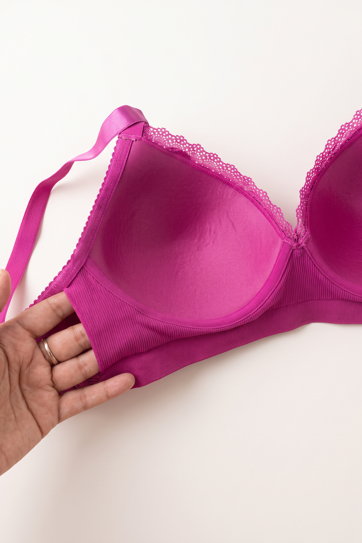 BLS - Ribbed Lace Bra & Panty Set - Fuschia