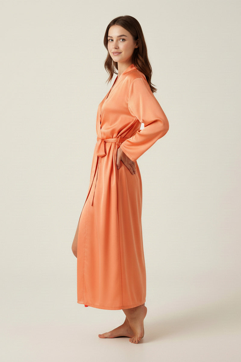 Powder Robes BLS - Satin Long Robe - Powder – British Lingerie Studio Pakistan